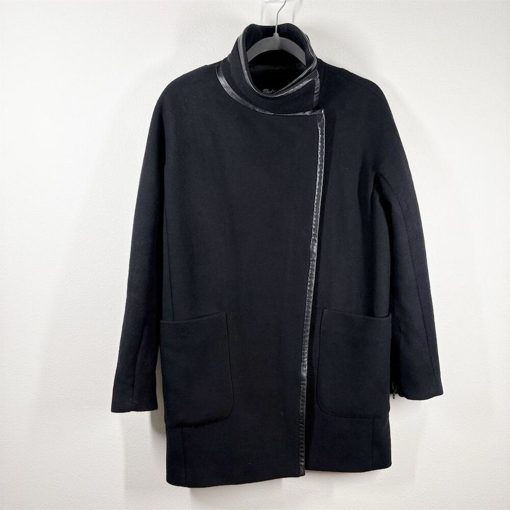 Madewell Women's Black City Grid‎ Cocoon Overcoat Jacket